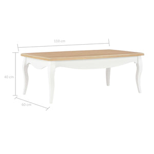 Τραπεζάκι Σαλονιού Λευκό / Καφέ 110x60x40 εκ. Μασίφ Ξύλο Πεύκου