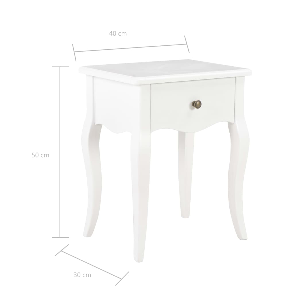 280005  Nightstand White 40x30x50 cm Solid Pine Wood