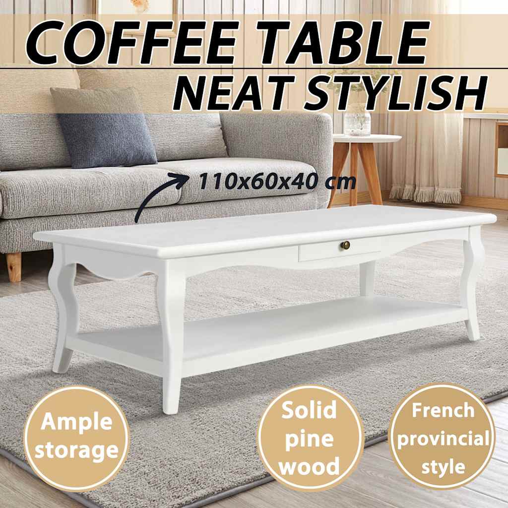 Τραπεζάκι Σαλονιού Λευκό 110 x 60 x 40 εκ. από MDF