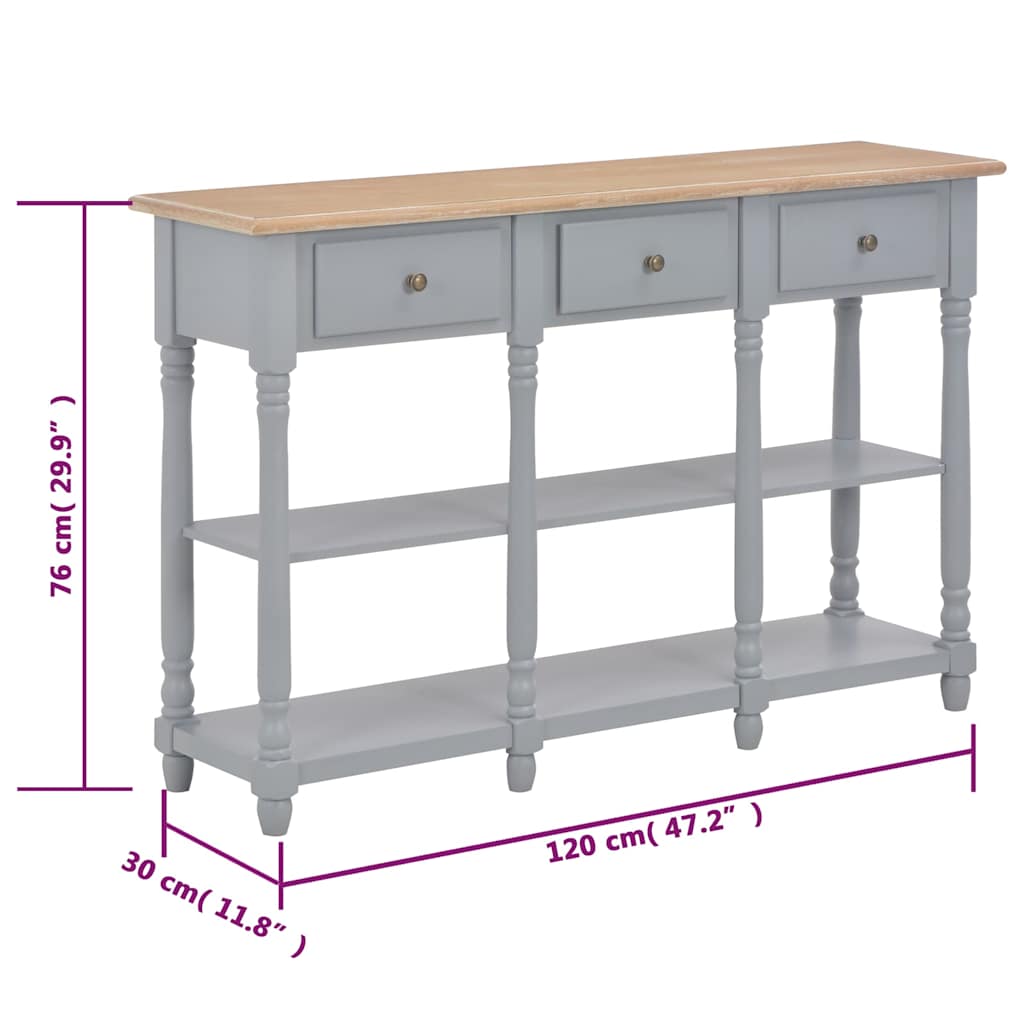 Τραπέζι Κονσόλα Γκρι 120 x 30 x 76 εκ. από MDF
