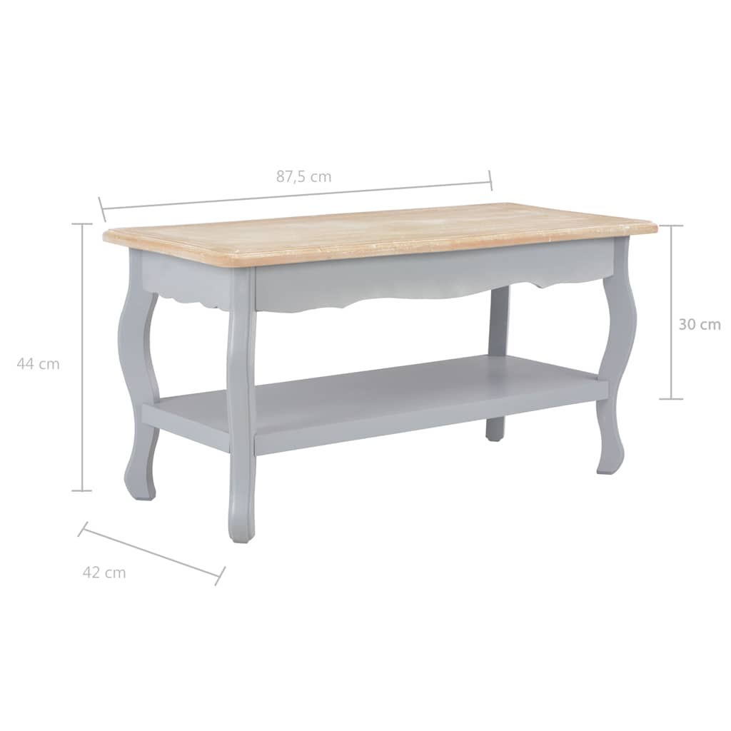Τραπεζάκι Σαλονιού Γκρι/Καφέ 87,5x42x44 εκ. Μασίφ Ξύλο Πεύκου