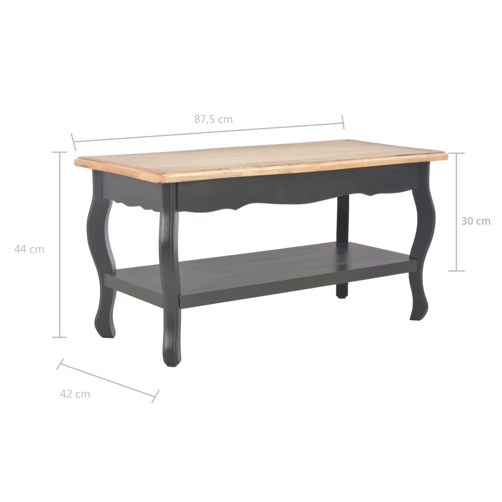 Τραπεζάκι Σαλονιού Μαύρο/Καφέ 87,5x42x44 εκ. Μασίφ Ξύλο Πεύκου