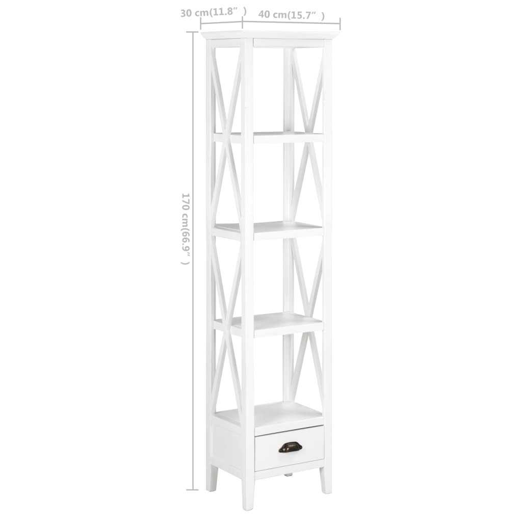 Βιβλιοθήκη με 1 Συρτάρι Λευκή 40 x 30 x 170 εκ. από MDF