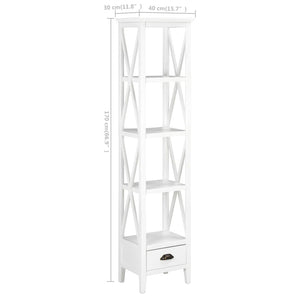 Βιβλιοθήκη με 1 Συρτάρι Λευκή 40 x 30 x 170 εκ. από MDF