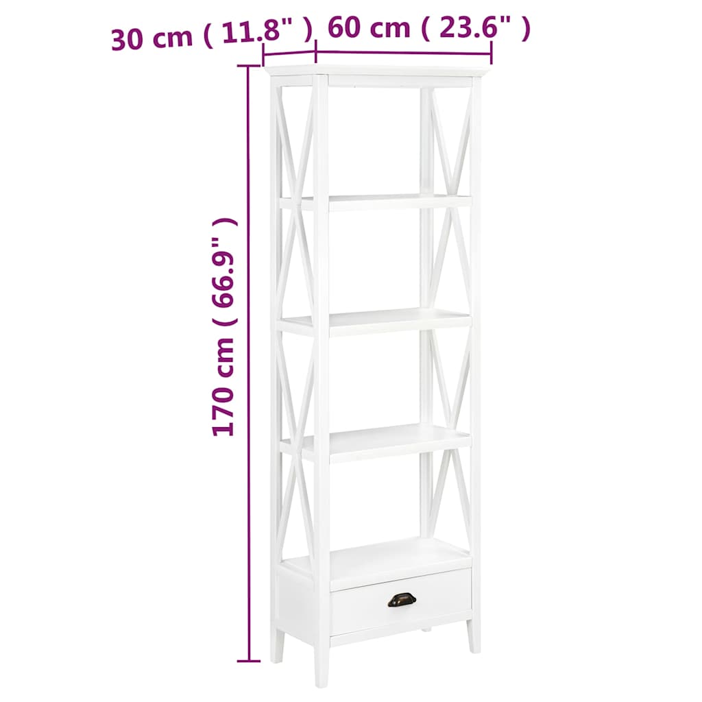 Βιβλιοθήκη με 1 Συρτάρι Λευκή 60 x 30 x 170 εκ. από MDF