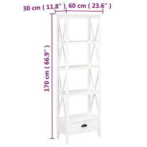 Βιβλιοθήκη με 1 Συρτάρι Λευκή 60 x 30 x 170 εκ. από MDF