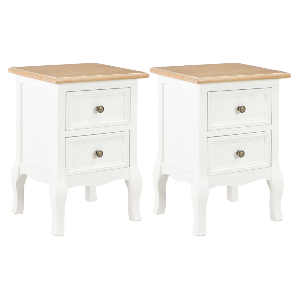 Κομοδίνα 2 Τεμ. Λευκά 35 x 30 x 49 εκ. από MDF - Pakobazaar
