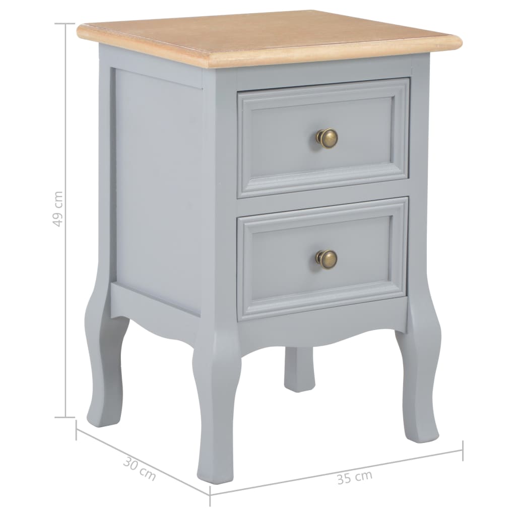 Κομοδίνα 2 τεμ. Γκρι 35 x 30 x 49 εκ. από MDF - PAKOBAZAAR