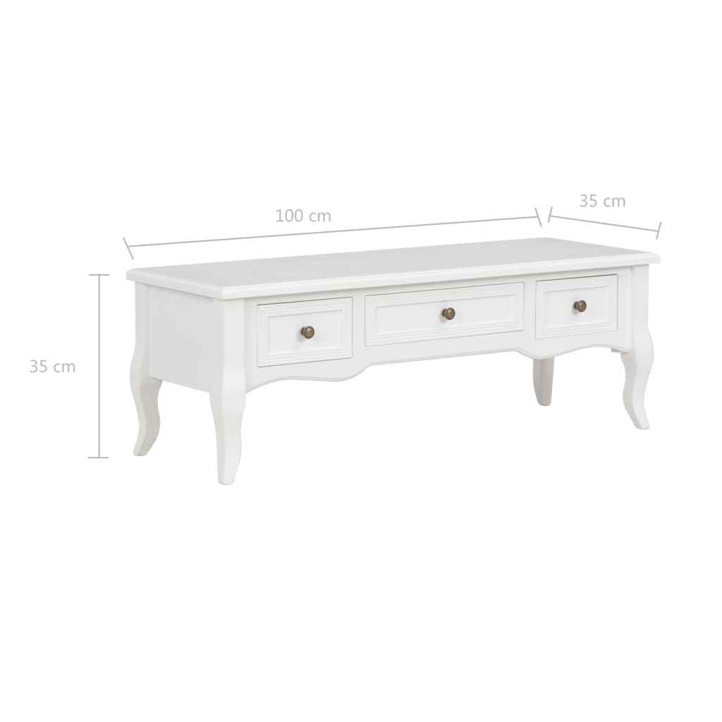 280048  TV Cabinet White 100x35x35 cm Wood - PAKOBAZAAR