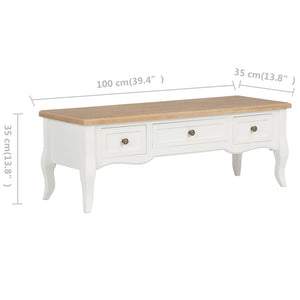 Έπιπλο Τηλεόρασης Λευκό 100 x 35 x 35 εκ. Ξύλινο - PAKOBAZAAR