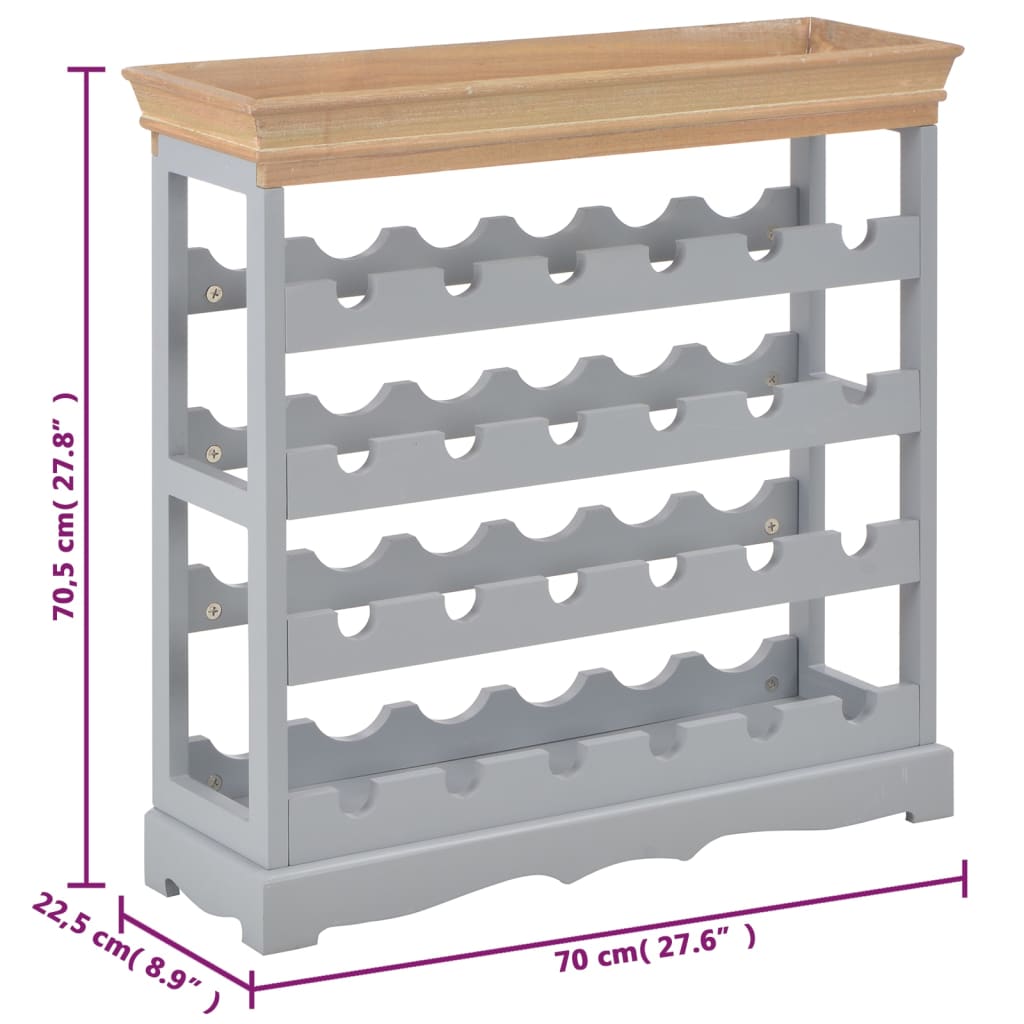 Κάβα Κρασιών Γκρι 70 x 22,5 x 70,5 εκ. από MDF