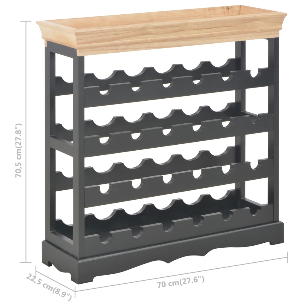 Κάβα Κρασιών Μαύρη 70 x 22,5 x 70,5 εκ. από MDF - PAKOBAZAAR