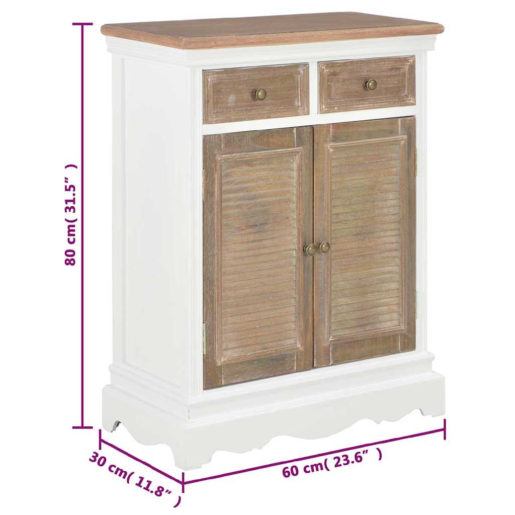 Μπουφές Ψηλός Λευκός 60 x 30 x 80 εκ. από Μασίφ Ξύλο