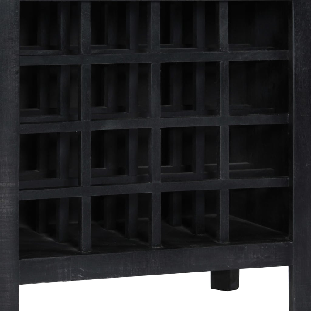 Ραφιέρα / Σταντ Κρασιών Μαύρη 56x35x75 εκ. Μασίφ Ξύλο Μάνγκο - PAKOBAZAAR