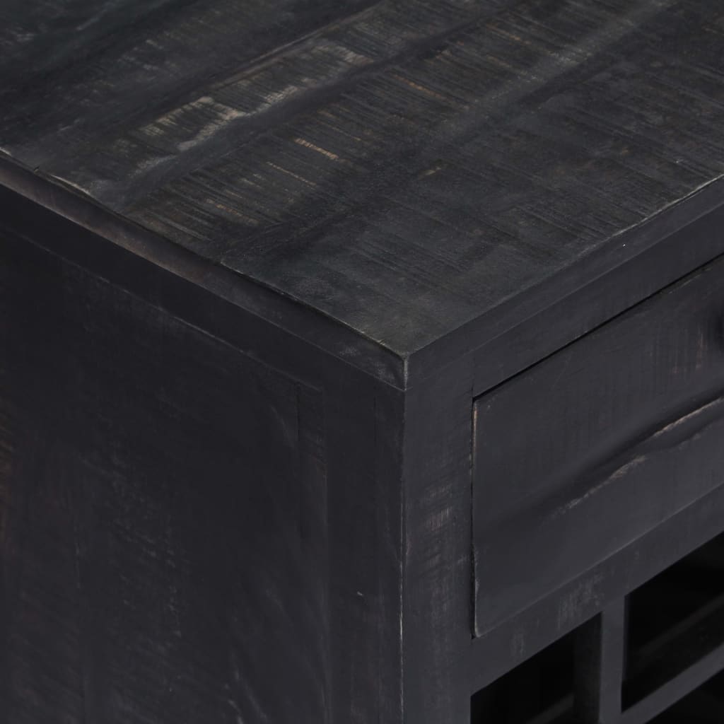 Ραφιέρα / Σταντ Κρασιών Μαύρη 56x35x75 εκ. Μασίφ Ξύλο Μάνγκο - PAKOBAZAAR