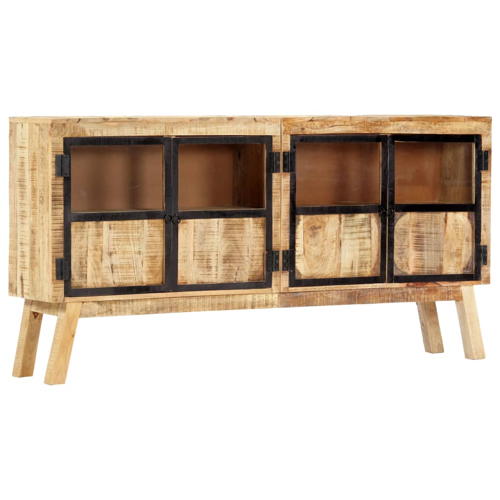 Μπουφές Καφέ/Μαύρο 160x30x80 εκ. Μασίφ Ακατέργαστο Ξύλο Μάνγκο - PAKOBAZAAR
