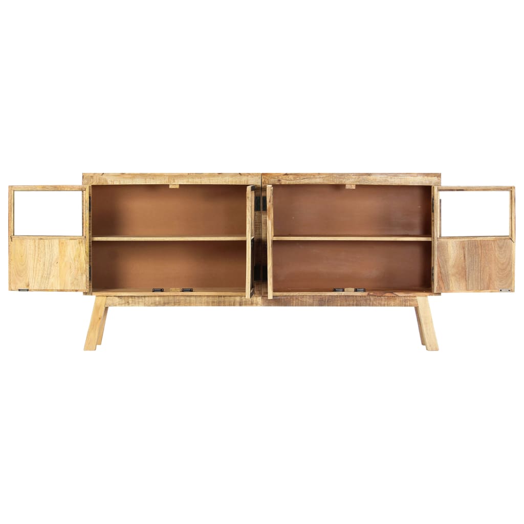 Μπουφές Καφέ/Μαύρο 160x30x80 εκ. Μασίφ Ακατέργαστο Ξύλο Μάνγκο - PAKOBAZAAR