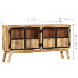 Μπουφές Καφέ/Μαύρο 160x30x80 εκ. Μασίφ Ακατέργαστο Ξύλο Μάνγκο - PAKOBAZAAR