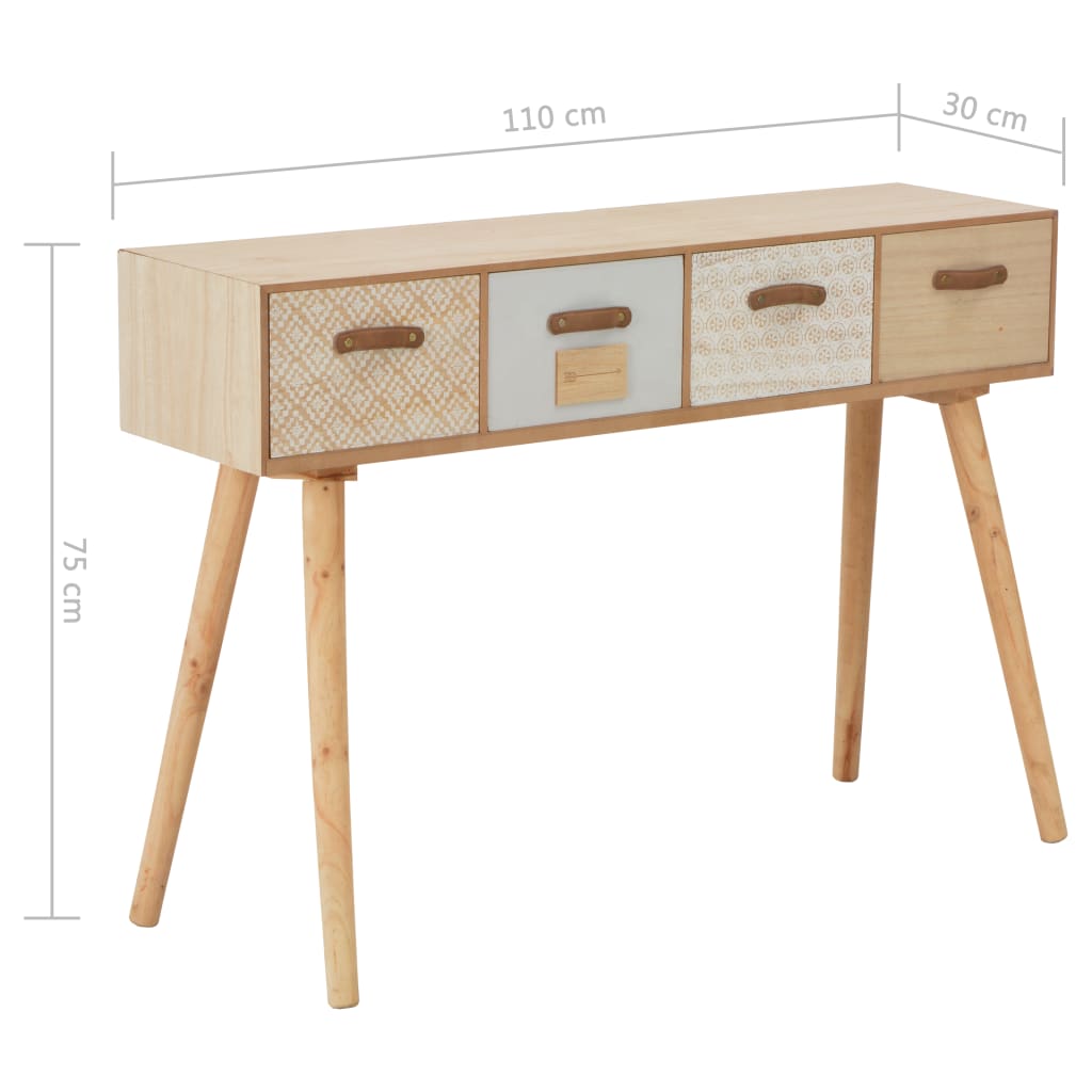 Κονσόλα Τραπέζι με 4 Συρτάρια 110x30x75 εκ. Μασίφ Ξύλο Πεύκου