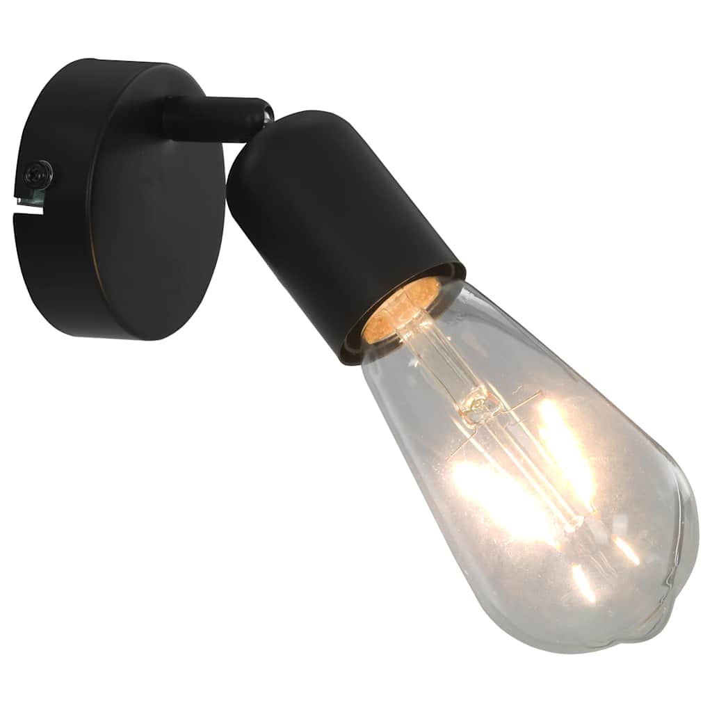 Φωτιστικά Σποτ 2 τεμ. Μαύρα με Λαμπτήρες Filament 2W Ε27