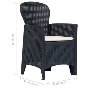 Σετ Επίπλων Bistro 3 τεμ. Ανθρακί με Όψη Ρατάν Πλαστικό - PAKOBAZAAR