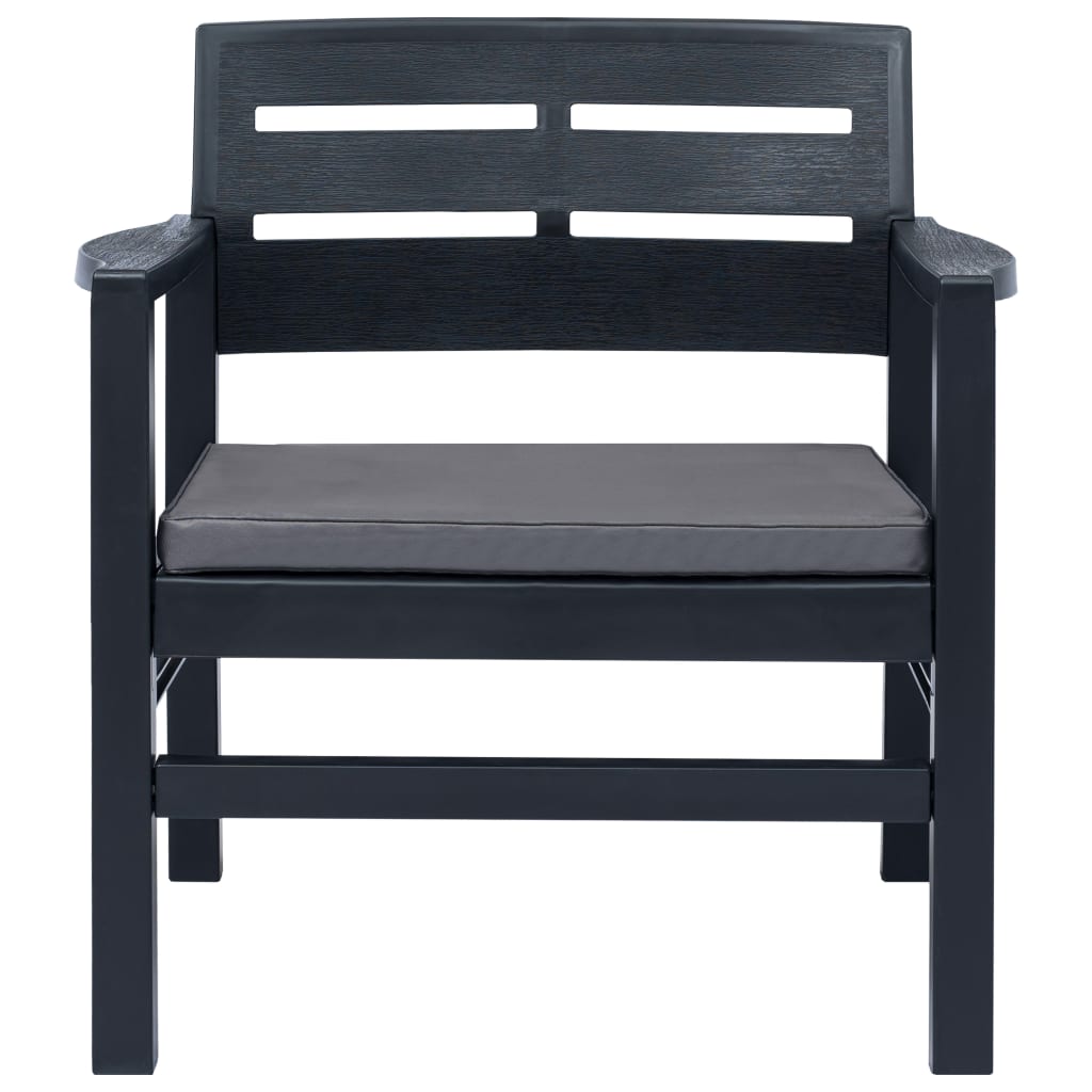 Σετ Επίπλων Εξωτερικού Χώρου 4 Τεμαχίων Ανθρακί Πλαστικό - PAKOBAZAAR