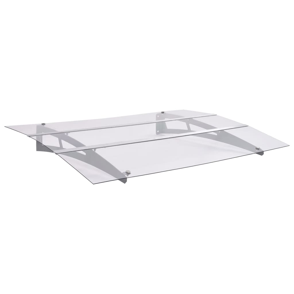 Στέγαστρο Πόρτας Ασημί / Διαφανές 150 x 90 εκ. Πολυανθρακικό - PAKOBAZAAR
