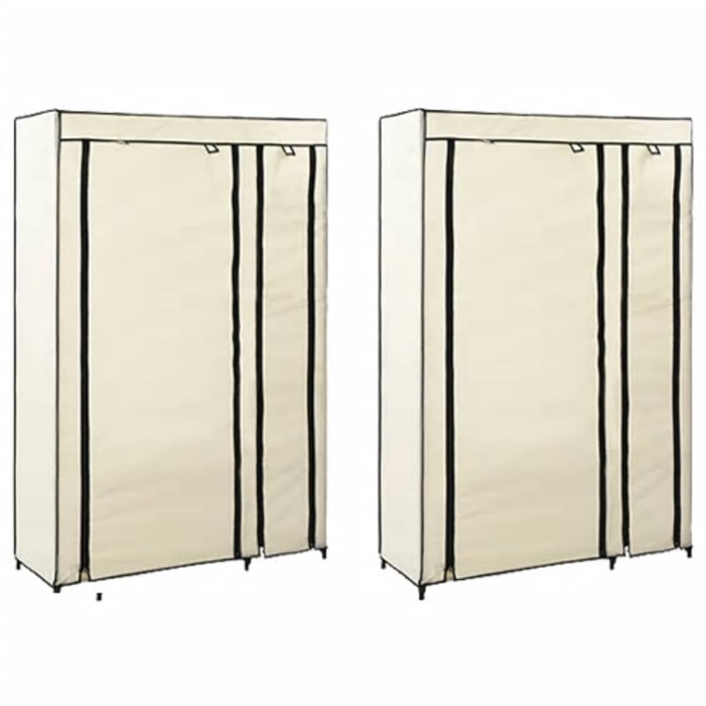 282424  Folding Wardrobes 2 pcs Cream 110x45x175 cm Fabric - PAKOBAZAAR