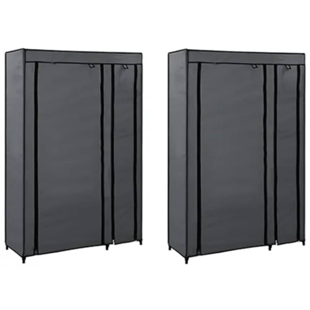 282425  Folding Wardrobes 2 pcs Grey 110x45x175 cm Fabric - PAKOBAZAAR