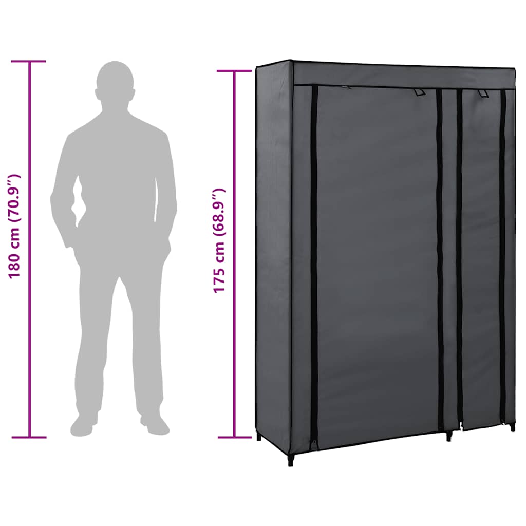 282425  Folding Wardrobes 2 pcs Grey 110x45x175 cm Fabric - PAKOBAZAAR