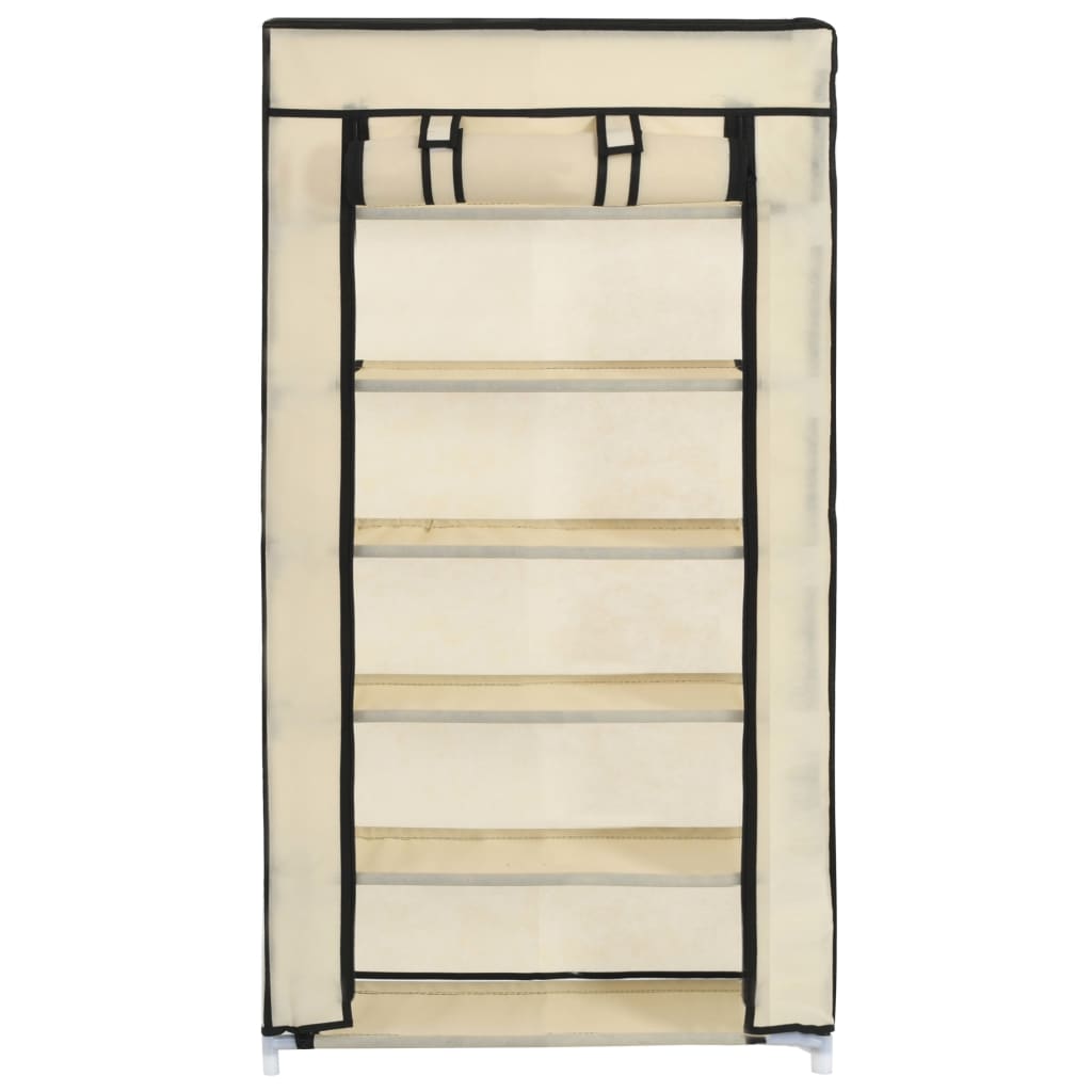 282429  Shoe Cabinet with Cover Cream 58x28x106 cm Fabric - PAKOBAZAAR