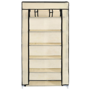 282429  Shoe Cabinet with Cover Cream 58x28x106 cm Fabric - PAKOBAZAAR