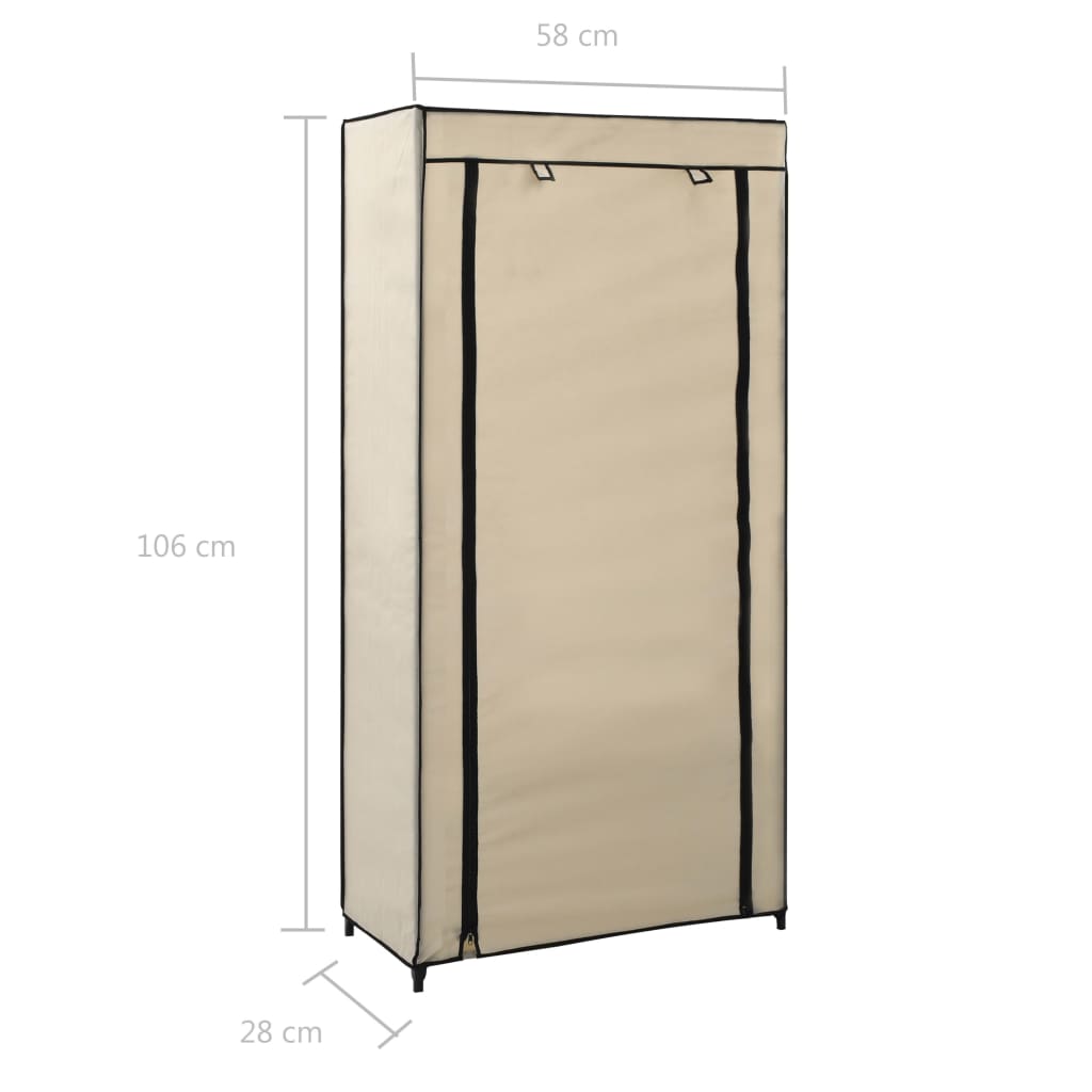 282429  Shoe Cabinet with Cover Cream 58x28x106 cm Fabric - PAKOBAZAAR