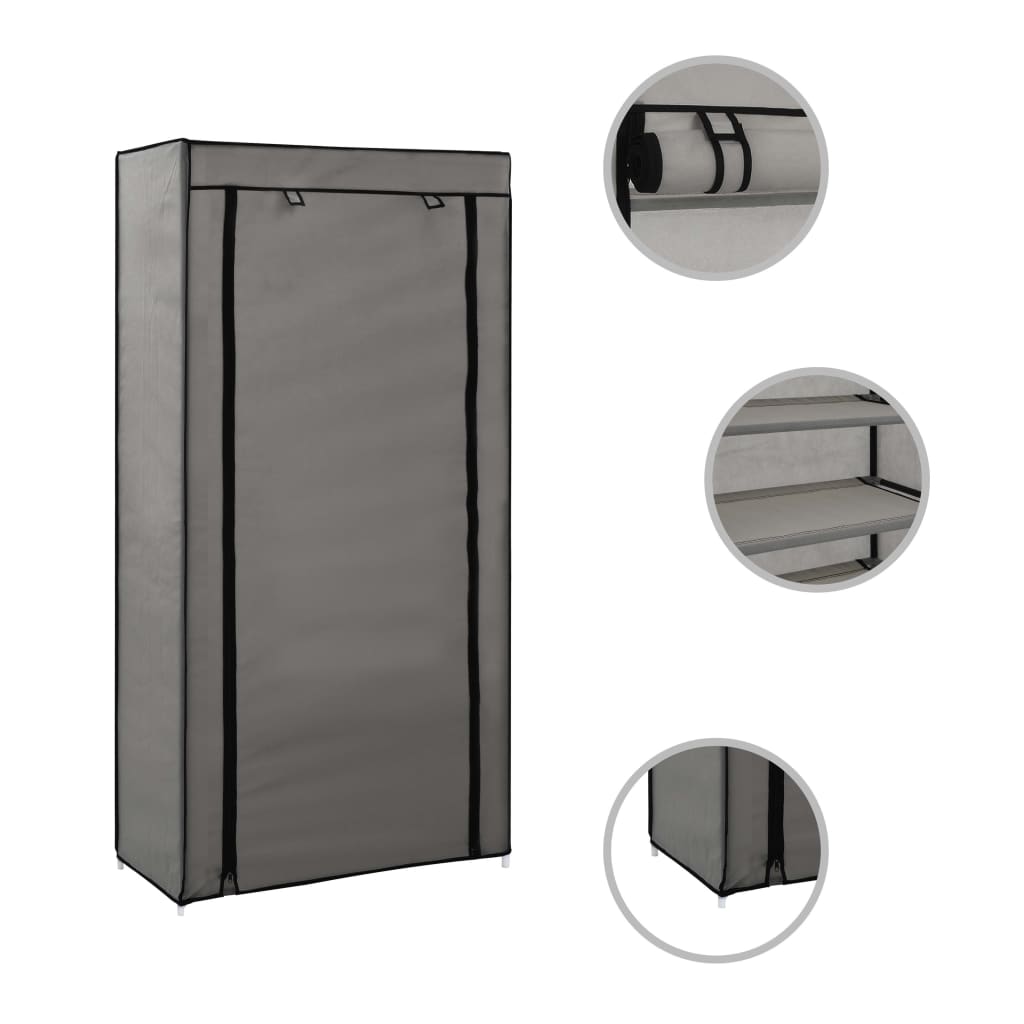 282430  Shoe Cabinet with Cover Grey 58x28x106 cm Fabric - PAKOBAZAAR