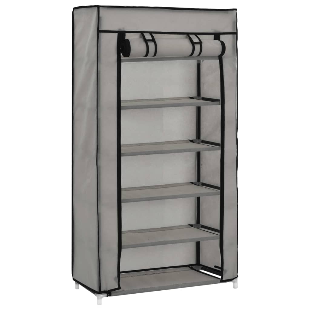282430  Shoe Cabinet with Cover Grey 58x28x106 cm Fabric - PAKOBAZAAR