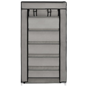 282430  Shoe Cabinet with Cover Grey 58x28x106 cm Fabric - PAKOBAZAAR