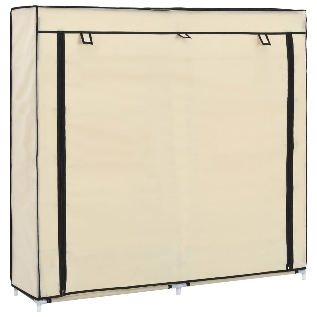 282433  Shoe Cabinet with Cover Cream 115x28x110 cm Fabric - PAKOBAZAAR