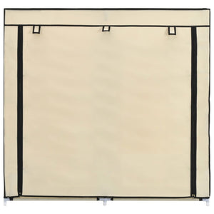 282433  Shoe Cabinet with Cover Cream 115x28x110 cm Fabric - PAKOBAZAAR