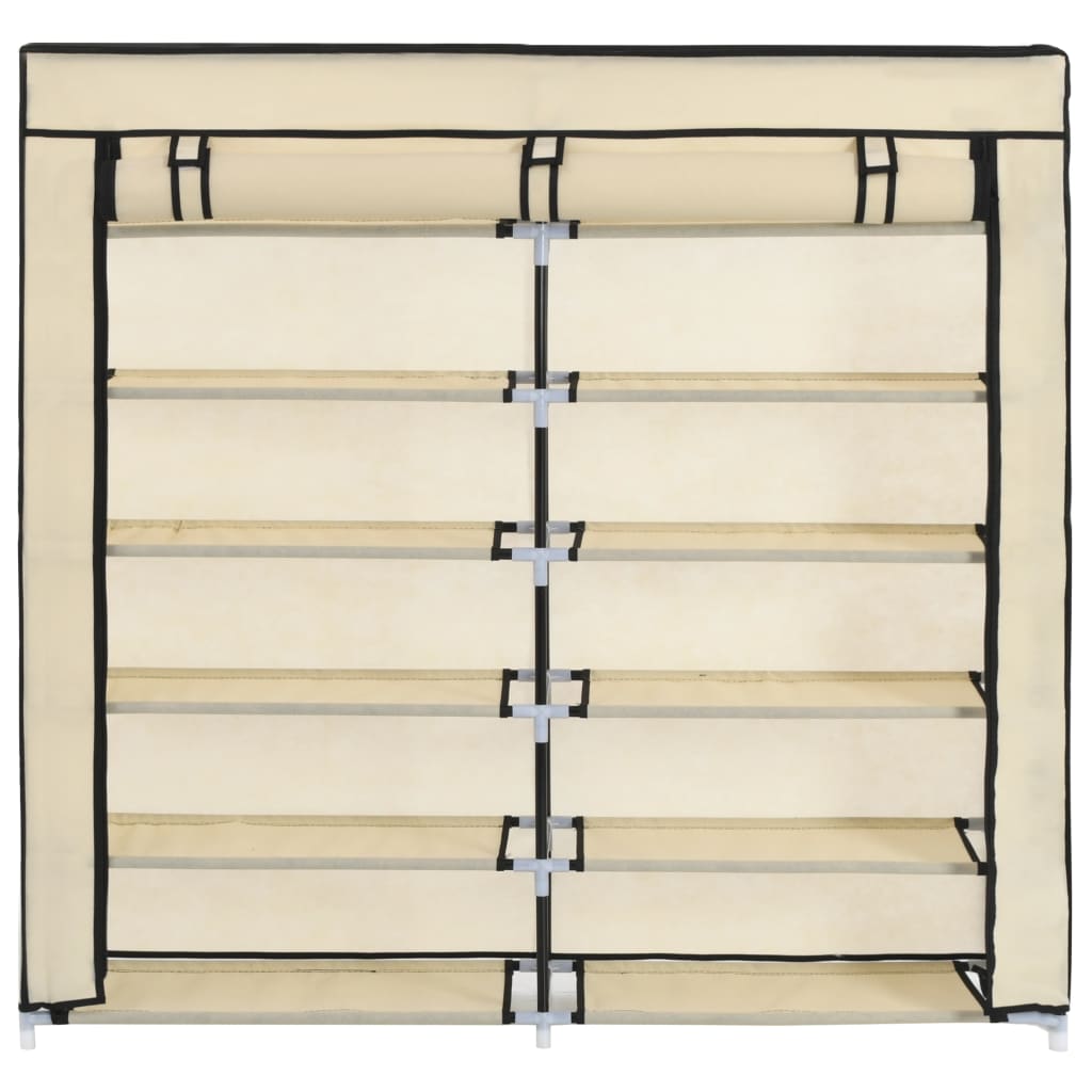 282433  Shoe Cabinet with Cover Cream 115x28x110 cm Fabric - PAKOBAZAAR