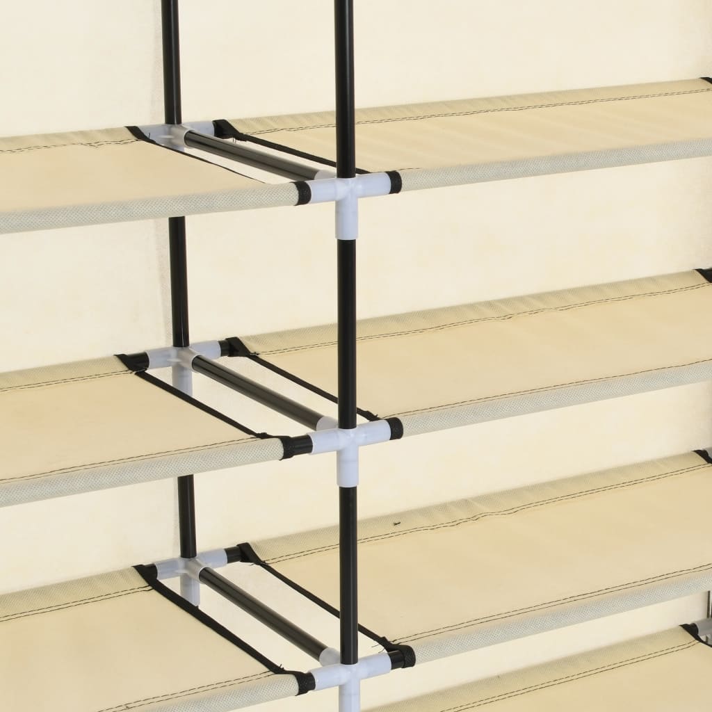 282433  Shoe Cabinet with Cover Cream 115x28x110 cm Fabric - PAKOBAZAAR