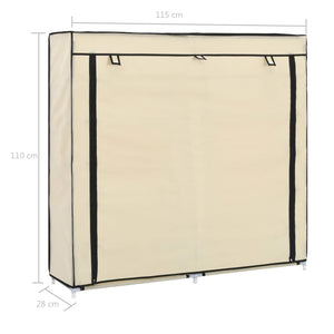 282433  Shoe Cabinet with Cover Cream 115x28x110 cm Fabric - PAKOBAZAAR
