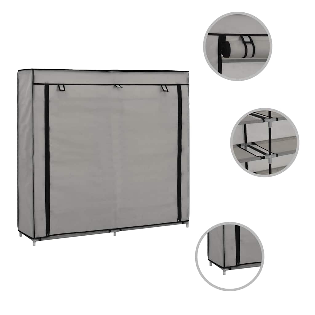 282434  Shoe Cabinet with Cover Grey 115x28x110 cm Fabric - PAKOBAZAAR