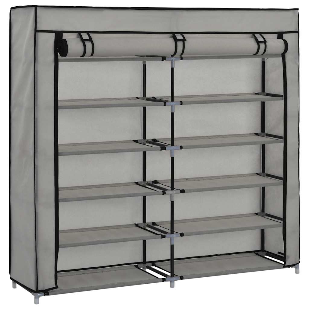 282434  Shoe Cabinet with Cover Grey 115x28x110 cm Fabric - PAKOBAZAAR