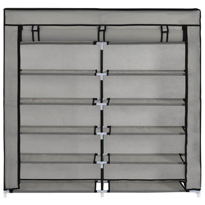282434  Shoe Cabinet with Cover Grey 115x28x110 cm Fabric - PAKOBAZAAR