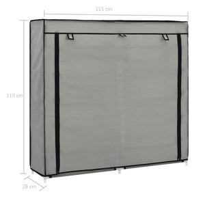 282434  Shoe Cabinet with Cover Grey 115x28x110 cm Fabric - PAKOBAZAAR