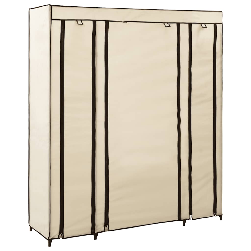 Ντουλάπα με Ράφια / Σωλήνες Κρεμ 150x45x176 εκ. Υφασμάτινη - PAKOBAZAAR