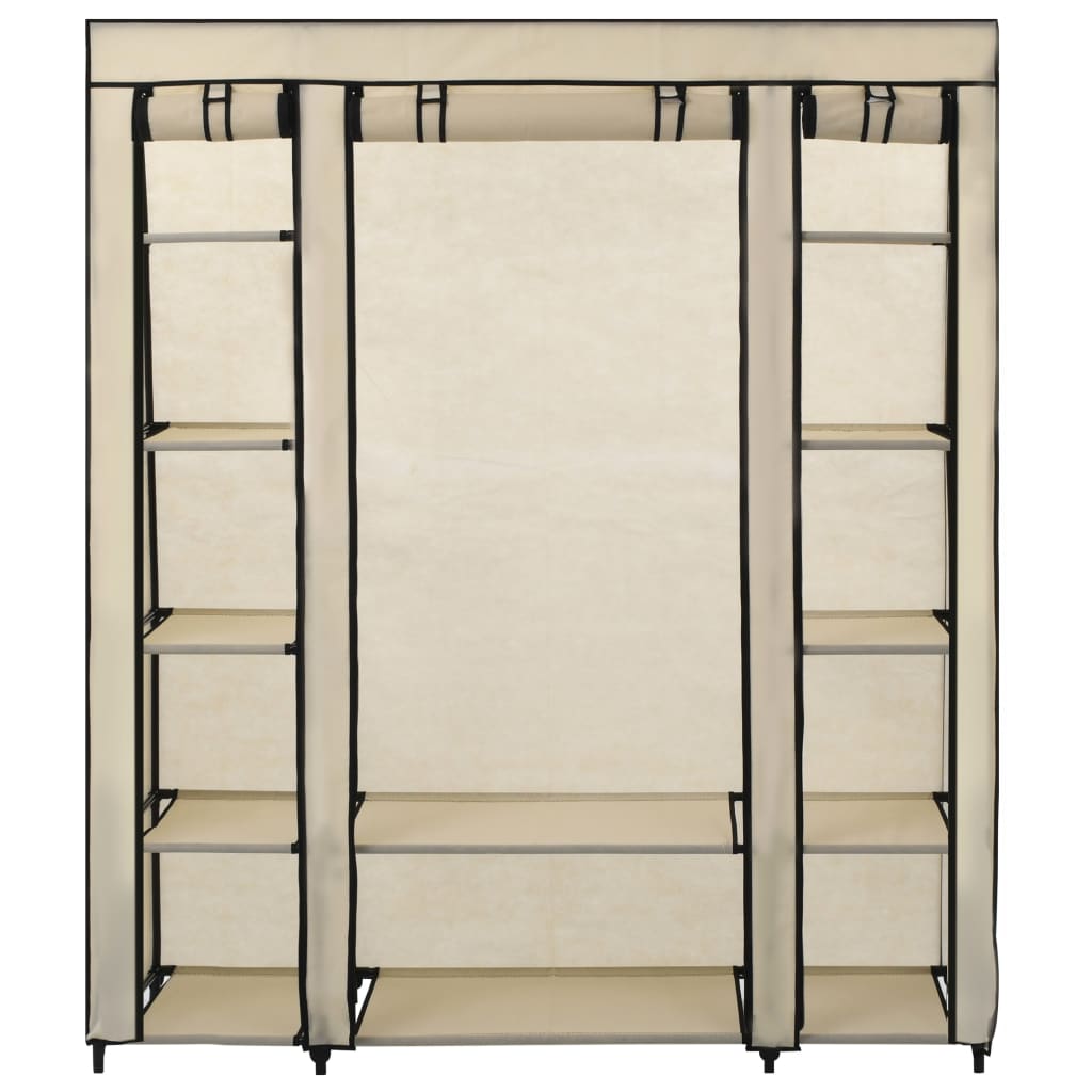 Ντουλάπα με Ράφια / Σωλήνες Κρεμ 150x45x176 εκ. Υφασμάτινη - PAKOBAZAAR