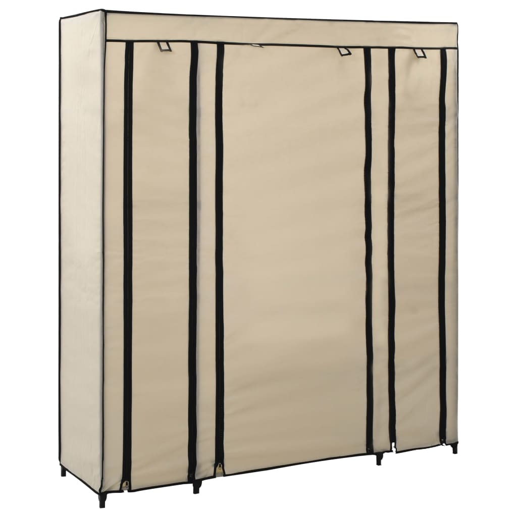 Ντουλάπα με Ράφια / Σωλήνες Κρεμ 150x45x176 εκ. Υφασμάτινη - PAKOBAZAAR
