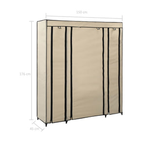 Ντουλάπα με Ράφια / Σωλήνες Κρεμ 150x45x176 εκ. Υφασμάτινη - PAKOBAZAAR