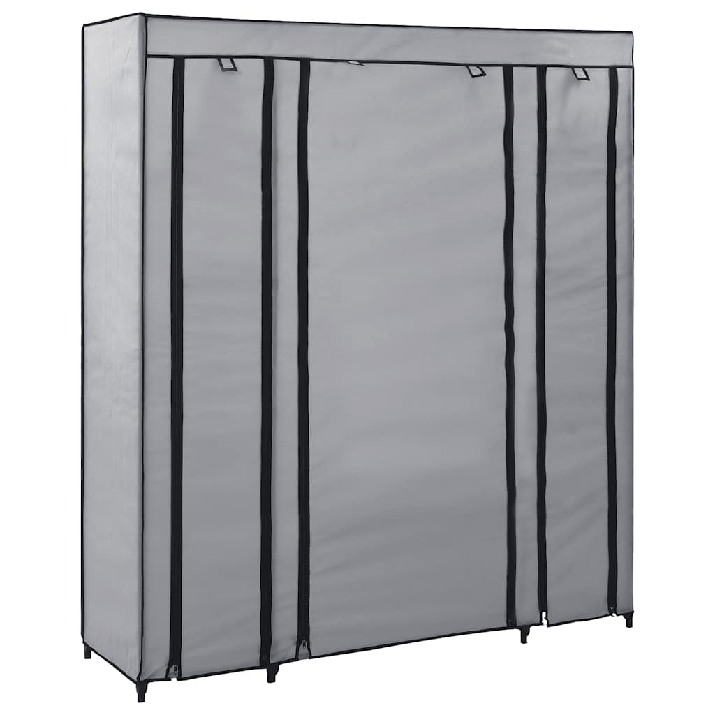 Ντουλάπα με Ράφια / Σωλήνες Γκρι 150x45x176 εκ. Υφασμάτινη - PAKOBAZAAR